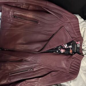 Black Rivet Deep Burgundy Leather Jacket
